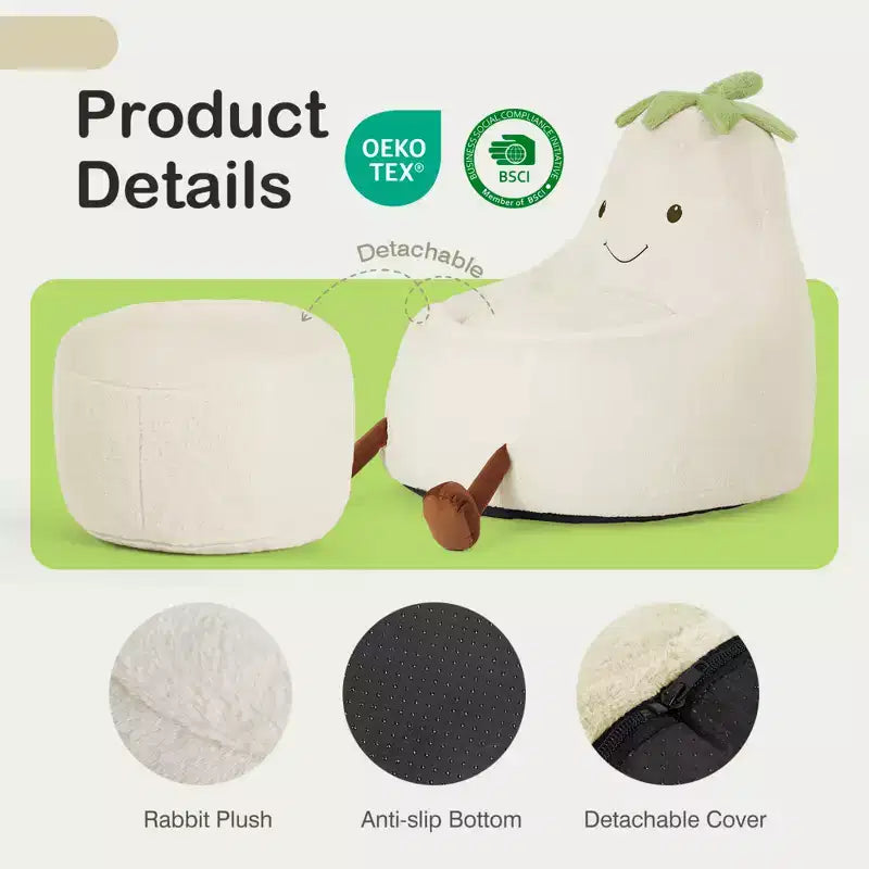 Sofá infantil tipo puf con relleno de espuma de alta densidad y forma ergonómica para leer y jugar