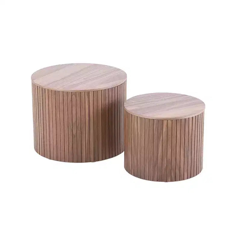 Ensemble de 2 tables basses et d’appoint rondes modernes avec rangement dissimulé, sans montage, tables décoratives élégantes pour salon ou coin détente
