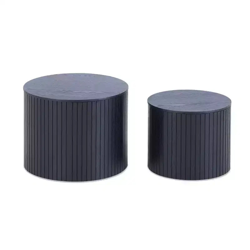 Ensemble de 2 tables basses et d’appoint rondes modernes avec rangement dissimulé, sans montage, tables décoratives élégantes pour salon ou coin détente
