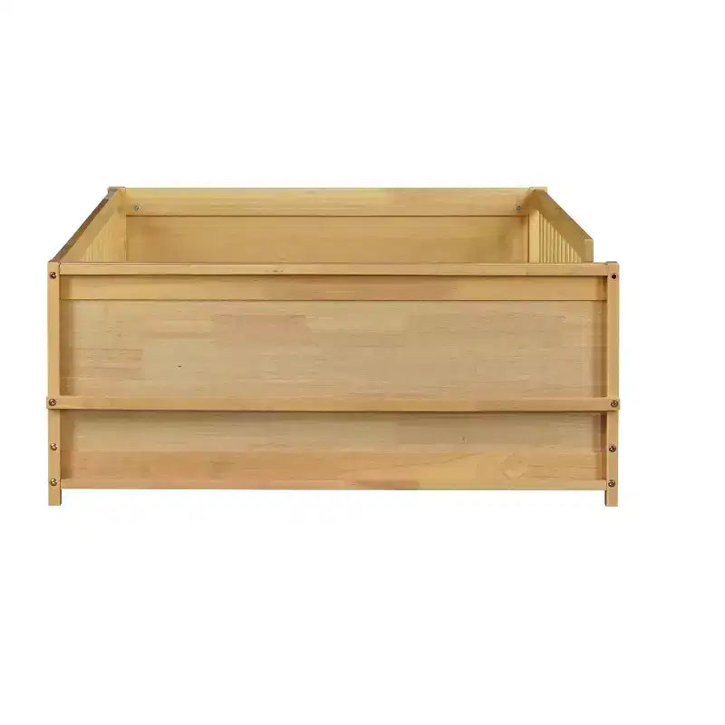 Einzelbett mit Bodenplattform und integriertem Bücherregal, Schutzgittern und stabilem Holzgestell, platzsparendes Design fürs Kinderzimmer