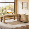 Escritorio ejecutivo en forma de L de 63 con archivador lateral móvil a juego, mesa grande para computadora con cajones para oficina en casa