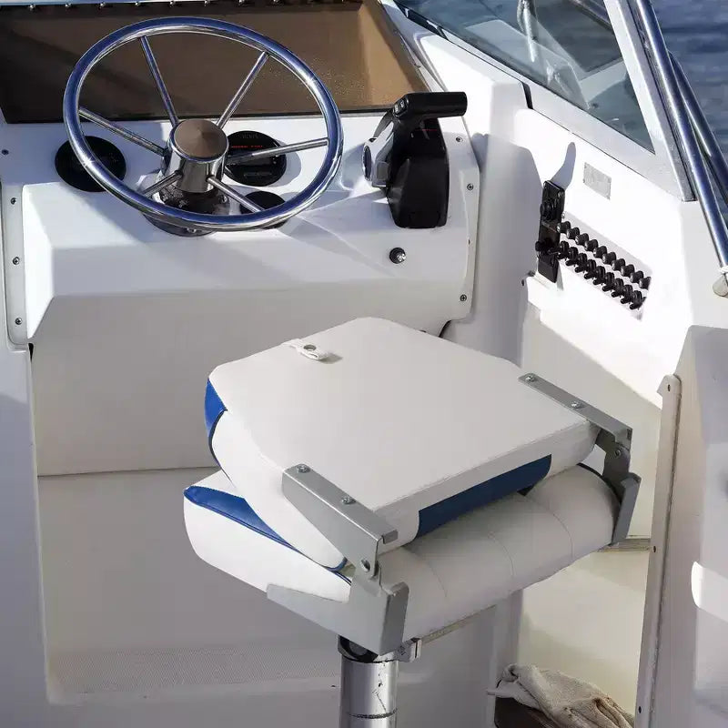 2er-Pack klappbare Bootssitze mit niedriger Rückenlehne - dick gepolsterte, wasserdichte Bootsstühle - platzsparendes, zusammenklappbares Design - ergonomisch und langlebig zum Angeln