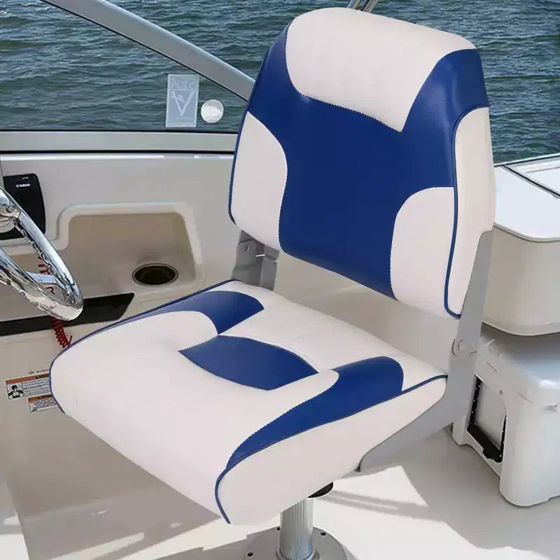 2er-Pack klappbare Bootssitze mit niedriger Rückenlehne - dick gepolsterte, wasserdichte Bootsstühle - platzsparendes, zusammenklappbares Design - ergonomisch und langlebig zum Angeln