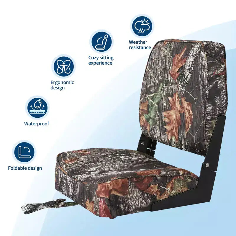 2er-Pack klappbare Bootssitze mit niedriger Rückenlehne - dick gepolsterte, wasserdichte Bootsstühle - platzsparendes, zusammenklappbares Design - ergonomisch und langlebig zum Angeln