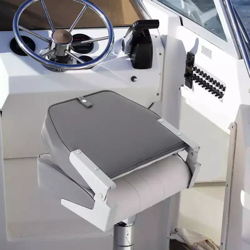 2er-Pack klappbare Bootssitze mit niedriger Rückenlehne - dick gepolsterte, wasserdichte Bootsstühle - platzsparendes, zusammenklappbares Design - ergonomisch und langlebig zum Angeln