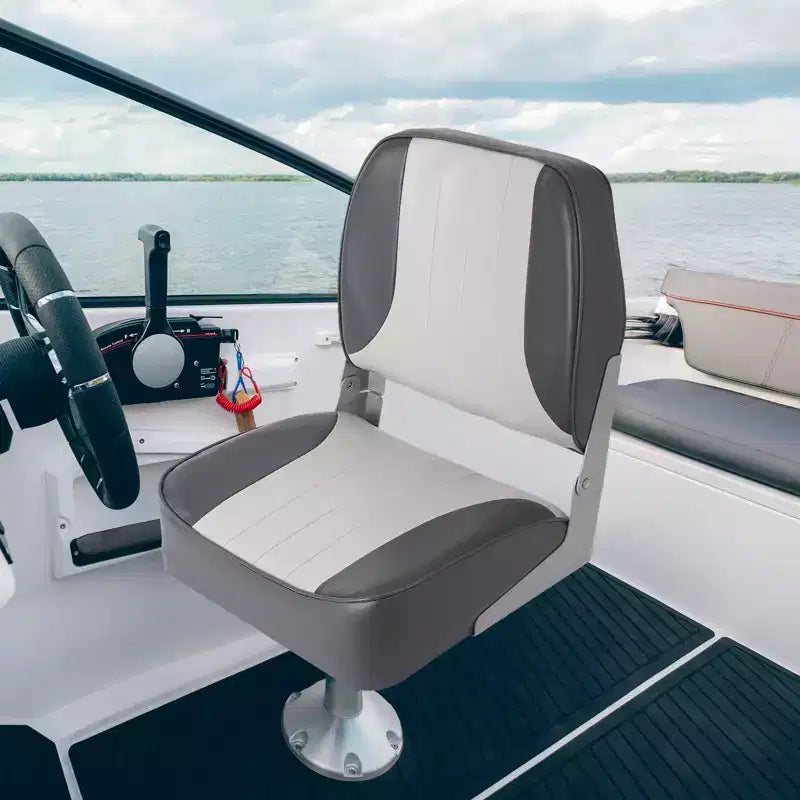 2er-Pack klappbare Bootssitze mit niedriger Rückenlehne - dick gepolsterte, wasserdichte Bootsstühle - platzsparendes, zusammenklappbares Design - ergonomisch und langlebig zum Angeln