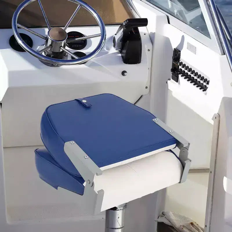 2er-Pack klappbare Bootssitze mit niedriger Rückenlehne - dick gepolsterte, wasserdichte Bootsstühle - platzsparendes, zusammenklappbares Design - ergonomisch und langlebig zum Angeln