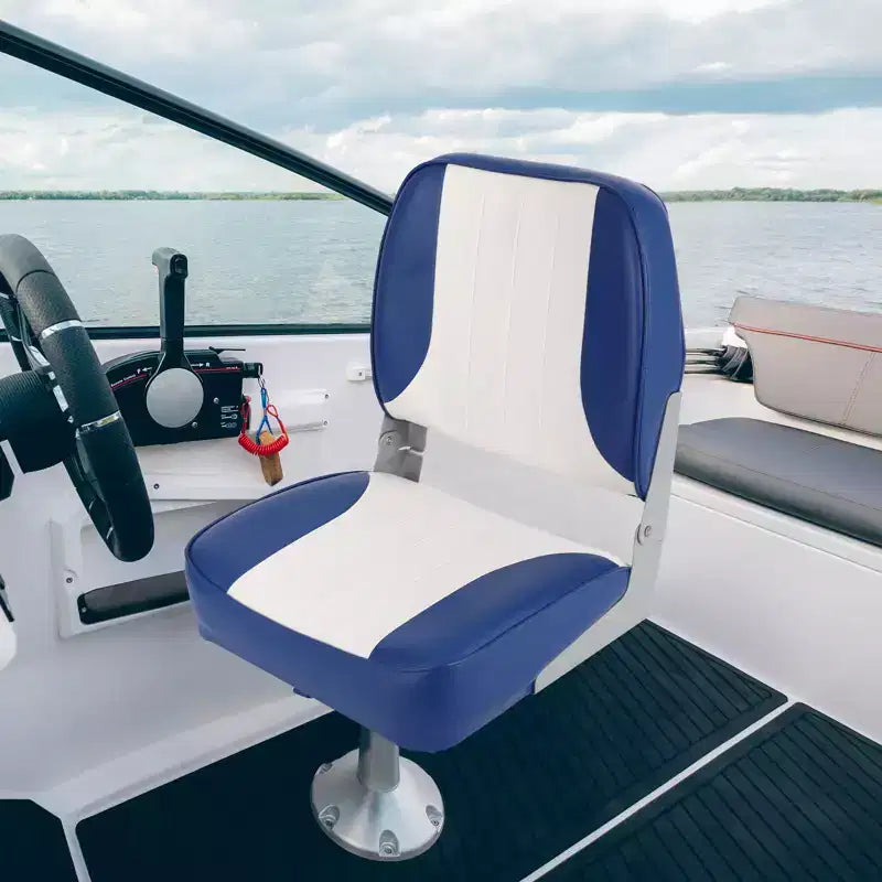 2er-Pack klappbare Bootssitze mit niedriger Rückenlehne - dick gepolsterte, wasserdichte Bootsstühle - platzsparendes, zusammenklappbares Design - ergonomisch und langlebig zum Angeln