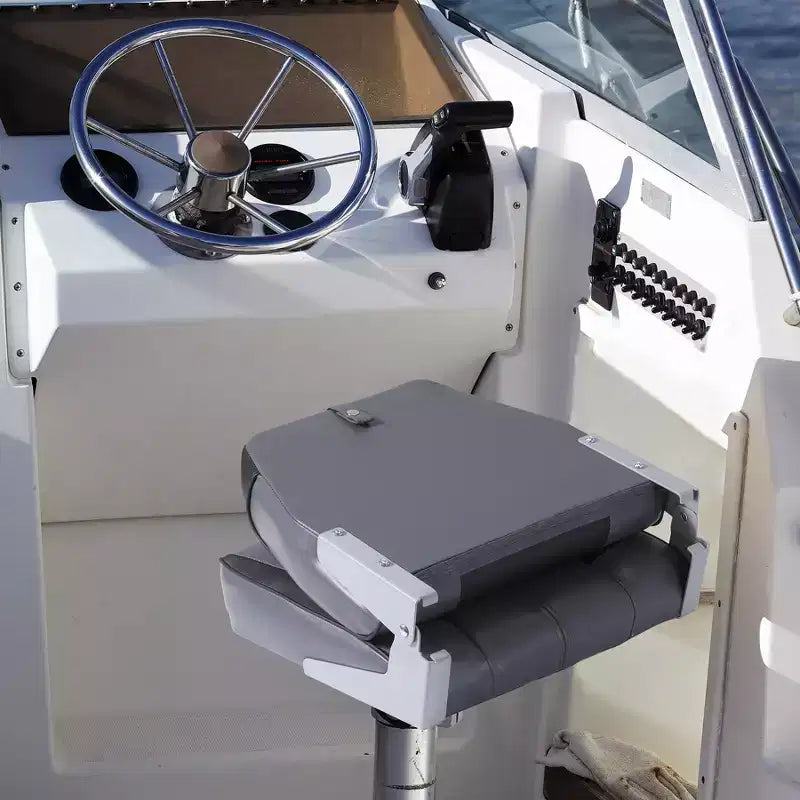 2er-Pack klappbare Bootssitze mit niedriger Rückenlehne - dick gepolsterte, wasserdichte Bootsstühle - platzsparendes, zusammenklappbares Design - ergonomisch und langlebig zum Angeln