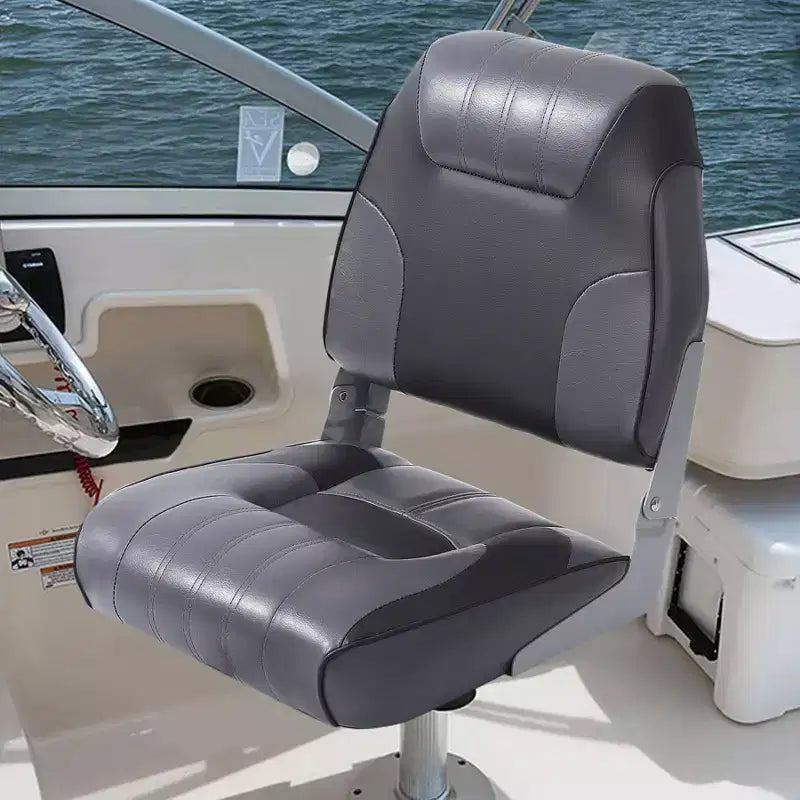 2er-Pack klappbare Bootssitze mit niedriger Rückenlehne - dick gepolsterte, wasserdichte Bootsstühle - platzsparendes, zusammenklappbares Design - ergonomisch und langlebig zum Angeln