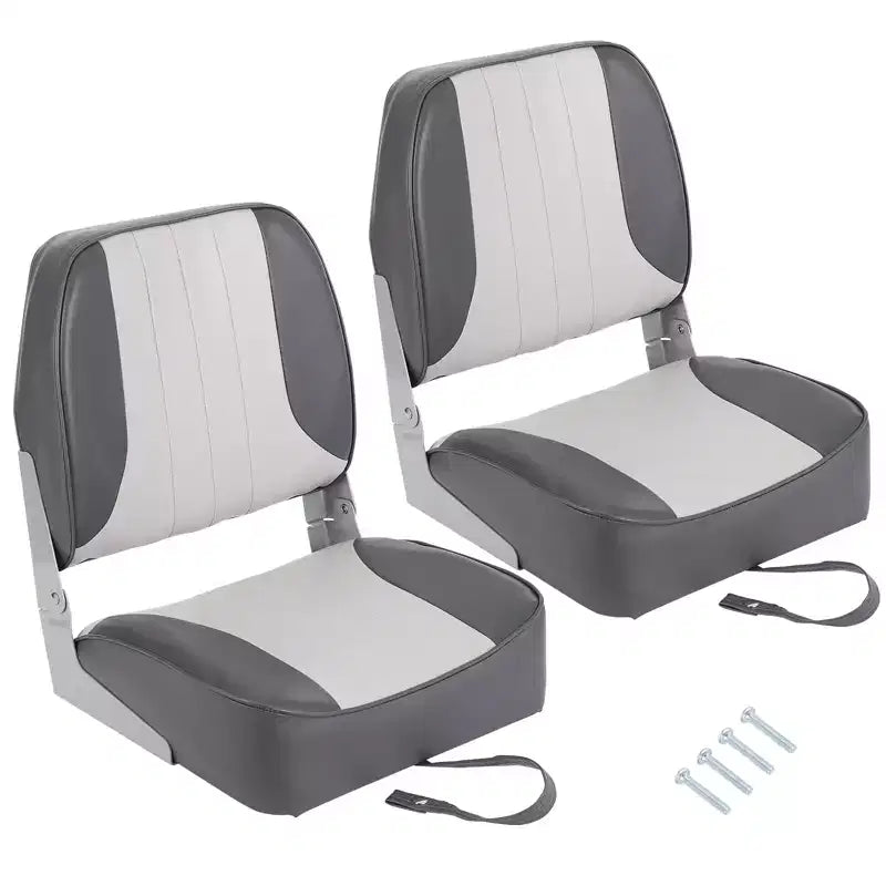 2er-Pack klappbare Bootssitze mit niedriger Rückenlehne - dick gepolsterte, wasserdichte Bootsstühle - platzsparendes, zusammenklappbares Design - ergonomisch und langlebig zum Angeln