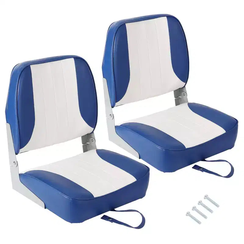 2er-Pack klappbare Bootssitze mit niedriger Rückenlehne - dick gepolsterte, wasserdichte Bootsstühle - platzsparendes, zusammenklappbares Design - ergonomisch und langlebig zum Angeln